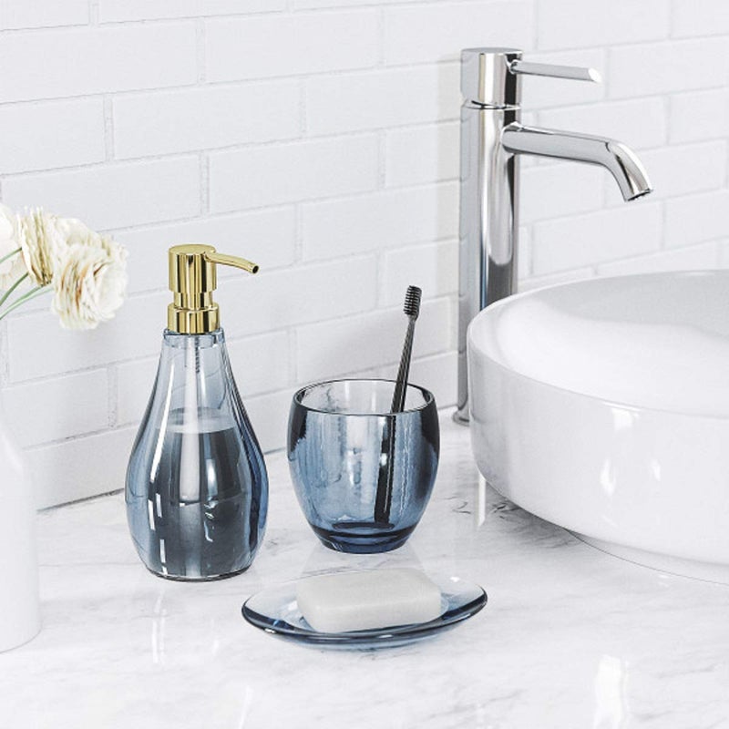 Umbra Droplet Dish Container for Bathroom-Acrylic Holder for Bath Sink-Nicely Fits Into Amenity Tray and Holds The Soap Bar Preventing It from Dirt and Ensures Zero Waste, Denim, Soap Dish - Image 5